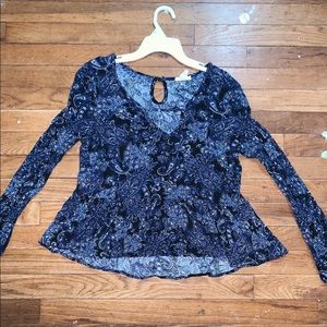 Black and blue paisley top